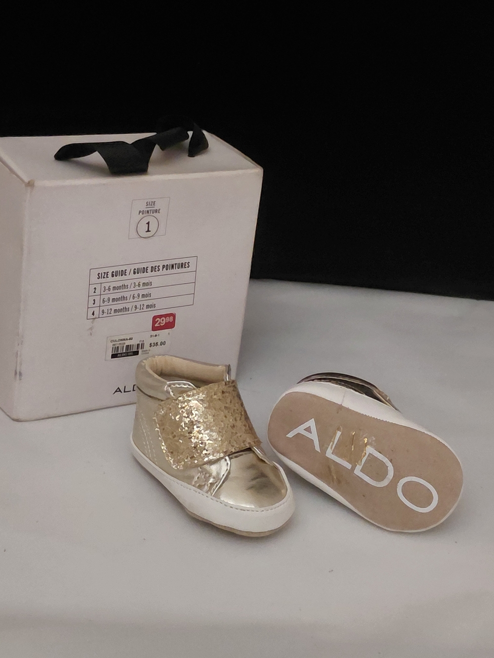 New SIZE 1 ALDO Kids Metallic Gold Sequin Strap Shoes